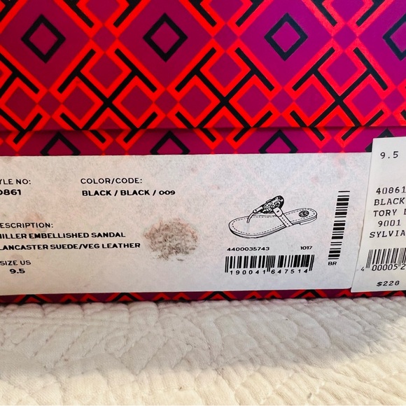 Tory Burch Embellished black miller size 9.5 EUC - Picture 7 of 8